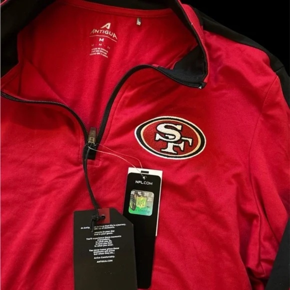 Antigua 49ers Red and Black Quarter-Zip Pullover size large  NFL - Picture 2 of 4